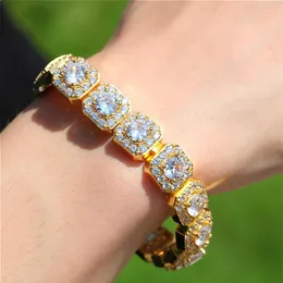 12 5mm Fashion Rapper Wristband Chains Bracelets for Women Guys Hop Hop 18K Gold Cubic Zirconia Mens Cluster Diamond Tennis Chain 296l