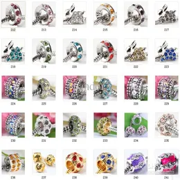 Passend für versilberte Pandora-Charms, großes Loch, lose Perlen mit Kristall für europäischen DIY-Charm-Armband-Schmuck, 500 Stück, Mischung, Versand 270 g