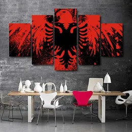 5 bit av Canvasalbanian Flag Art Decoration målning Art målning253y