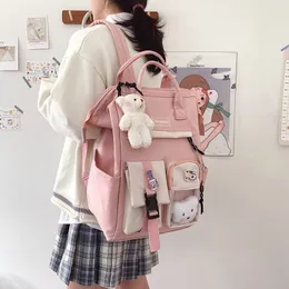 Mochilas escolares mochilas femininas coloridas doces para laptop lindas kawaii altas para meninas adolescentes acampamento de viagem japonês 230720