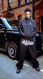 Męskie dżinsy Y2K Hip Hop szeroka noga prosta czarny nadruk harajuku swobodne worki streetwearne mopping spodnie 230720