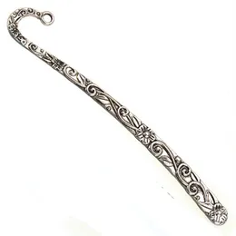 Antike Silver Lesezeichen Schulstationerie DIY Tassels Charms Flat Curve Blume Double Design Anhänger Metallschmuckzubehör 12256y