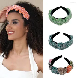 Hårklipp chunky blommor pannband för kvinnor mode trendig sommarstrandfestival blommig handgjorda bär hårband juvelerade tillbehör