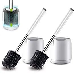 Toilet Brushes Holders Toilet brush set with bracket bathroom accessories set silicone brush with tweet used for cleaning bathroom bowls 230719