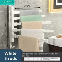 Beyaz banyo havlu rafı döndürülebilir havlu tutucu döndürülebilir alan alüminyum 2/3/4/5 havlu çubukları mutfak raf askı duvarı monte l230704
