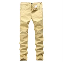 Szymgs New Men's Slim Biker Jeans Men mode Casual Patchwork Denim Pants Jeans For Men Long Trousers210m