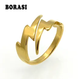 Borasi Nya små moderna smycken Vintage Lightning Ring för kvinnor Eleganta smycken Högkvalitativ rostfritt stål vigselring