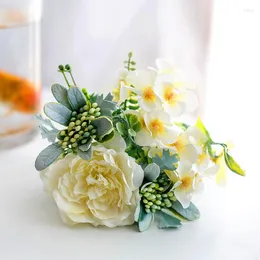 Decorative Flowers Artificial Silk Bouquet Simulated Peony Hydrangea Home Wedding Party Flower Arrangement Ornaments Decorations