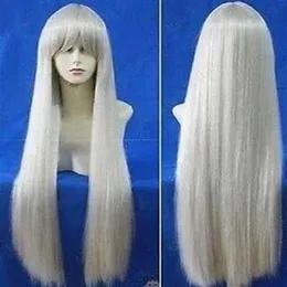 inuyasha kurama Long Silver White Cosplay Straight Full Wigs 100cm241D