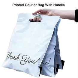 50pcs Printed Tote Bag Express Bag with handle Courier Self-Seal Adhesive Eco Waterproof Plastic Mailing261p