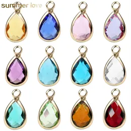 New Arrival Mix Colors Diy Crystal Birthstone Dangles Charms For Necklace Bracelet Jewelry Transparent Glass Pendants Accessories 246I