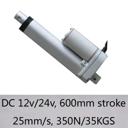 24 cali 600 mm mini -skok 25 mm S Wysoka prędkość obciążenia 350n 35 kg obciążenie DC 12V 24 V Elektryczny siłownik liniowy209s