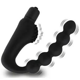 Yutong Silikon 10 prędkości wtyczka analna prostata masażer wibrator wtyczki tyłka 5 koralików zabawki dla kobiety mężczyzn dorosły produkt sklep O2981