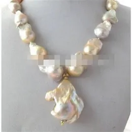 Jewelr 003028 Naturalny jasnoróżowy lawenda Niezwykła Keshi Keishi Baroque Pearl Naszyjnik3478