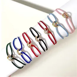 Unisex 3 металлическая пряжка Ручная цепь Регулируемое мужское веревочное браслет для женских ювелирных подарков