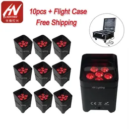 DJ uplighting S6 light 6 18W 6in1 RGABW UV LED Battery Power Par Wireless up lights WIFI & Remote for weddings 10pcs with case324N