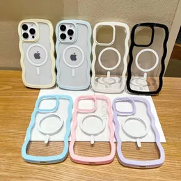 Magnetic transparent 2-in-1 Wavy bezel phone cases iphone 14 13 Pro max 12 11 11pro 11promax 12pro 14plus New wholesale