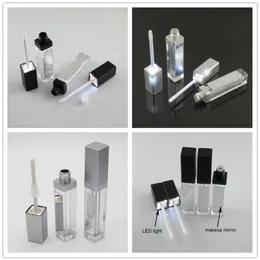 7ml LED açık siyah kozmetik ruj kapları makyaj alet plastik kare kapatıcı şişe dudak tüp ayna ile 20pcs315k