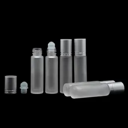 Silver Lids Frosted Clear Glass Roller Bottles 10ml HIgh Quality Roll On Bottles with SS Roller For Essential Oil Perfume Skin Care Tqxqt