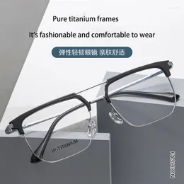 Güneş Gözlüğü Çerçeveleri 95024 Ultra Işık Saf Titanyum Çift Kiriş Gözlükleri Çerçeve Erkek Kore