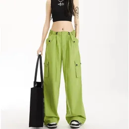 Pantaloni da donna s verde avocado in generale estate pantaloni da ballo hiphop americani a vita alta gambe larghe casual pantaloni della tuta ad asciugatura rapida 230720