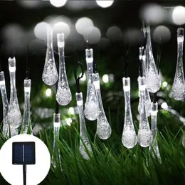 Strängar 20/30/50 vattendroppe LED Solar Light Outdoor Lamp String Lights For Holiday Christmas Party Waterproof Fairy Garden Garland