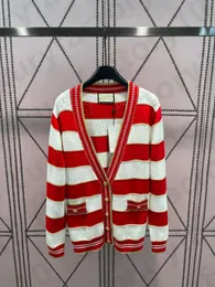 Women's Sweaters Contrast Line stripe Knit Cardigan Women spring V-neck Long Sleeve Single Breasted Knitted Sweet Sweater