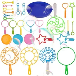 Banyo Toys Çocuklar Çocuklar Bubble Wand Dış Mekan Eğlenceli Sabun Kabarcıklı Maker üfleme Alet Makinesi Blower Set 230719