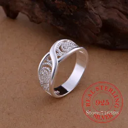 100% 925 STERLING Gümüş Takı Vintage Hollow Desen Çiftinin Düğün Gümüş Yüzükleri Kadınlar İçin Moda Anel De Prata Bijoux