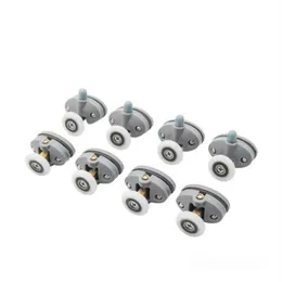 4pcs set Top And Bottom 23mm 25mm ABS Plastic Pulleys Wheel Sliding Bearing Door Rollers For Shower Casters Cabin Bathroom Other H2809