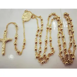 4 мм дева Мария Св. Бенедикт Католические молитвы из нержавеющей стали Женщины Религиозное длинное розарийное ожерелье крест -подвесные украшения подарки chai312p