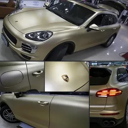 Champagne Gold Matte Metallic Vinyl Sticker Car Wrap Film med Air Release Vehicle Car Wapping Foil Storlek 1 52x18m 5x59ft2326