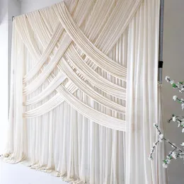 wedding backdrop decoration curtain 3m H x3m W 1 Piece Cream Cross Drapes Ice Silk234I