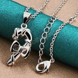 925 Sterling Silver Hook Bowknot Pendant Necklace Box Chain for Woman Fashion Wedding Charm Jewelry