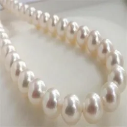 Rapido enorme natural 10-11 MM ronda perfecta del Mar del Sur genuino blanco perla collar de 17 3242