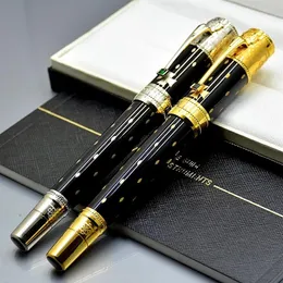 Begränsad upplaga Elizabeth Pen Högkvalitativ svartmetall Golden Silver Engrave Rollerball Pen Fountain Pens Writing Office Supplies 247D