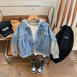 Jacken Jungen Jeansjacke 2023 Frühling Koreanische Kinder Hoodie Tops Kleidung Internet Mantel