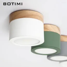 Ceiling Lights BOTIMI Nordic LED With Metal Lampshade For Corridor 220V Round Wooden Lamp Gray Surface Mounted Lighting