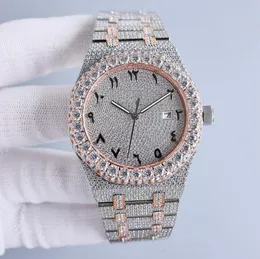 Ręcznie robione diamenty zegarek męskie automatyczne zegarek mechaniczny 42 mm ze stalową stalową 904L Sapphire Worristwatch Montre de Luxe-07