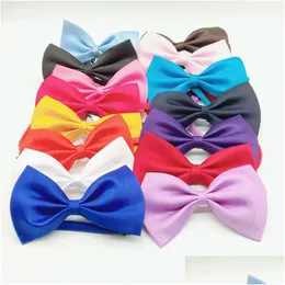 Bow Ties Dog Cat Pet Neck Kids Supplies Headdress Adjustable Children Solid Color Bowtie Fashion Accessories Drop Delivery Dhywr