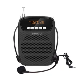 Andra elektronik SHIDU 15W Portable Voice Amplifier Wired Microphone FM Radio Aux Audio Recording Bluetooth SER For Teachers Instructor S278 230719