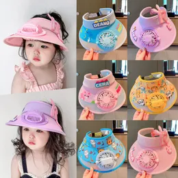 CAPS HATS CHILDRE S CAP CAP BIG BRIM COORING RECHARGEABLE FAN HAT GIRLS BOYS SUN SUN SUNDOR SUMMER AUTDOOR調整可能なバイザーベビーキャップ230720