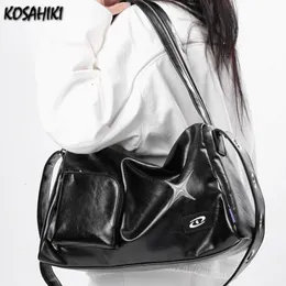Shopping Bags Girls Crossbody Tote Bags Women High-capacity Grunge Y2k Aesthetic Shoulder Bag Vintage Simple Fashion Casual Handbags All Match 230719