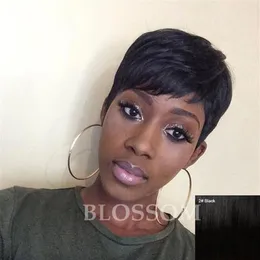 Pixie Cut Short Human Hair Lace Wigs Glueless Lace Front Human Hair Wigs for African Americans Brazilian Hair Wigs215O
