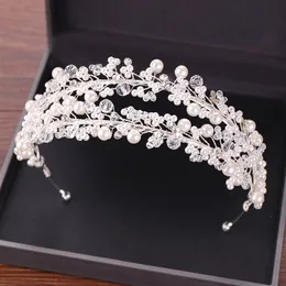 أبيض لؤلؤة اللؤلؤ الزفاف Tiaras Women Haribands Crown for Brides Hair Jewelry Association Headwear Awaysbleds CL0269P