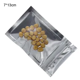 200pcs lot 7 13cm Front Clear Silver Zip Lock Plastic Mylar Food Grocery Packing Bag Resealable Top Zipper Aluminum Foil Poly Bags241k