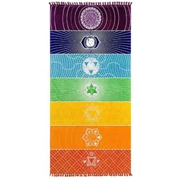 Rainbow Beach Handduk 100% Bomull Högkvalitativ Tapestry Yoga Mat Färgglada mönster Hela 75 150 cm206q