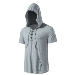 Camisetas masculinas moda cintura vestuário algodão fitness camiseta masculina com capuz colete moletom camisa sem mangas 230720