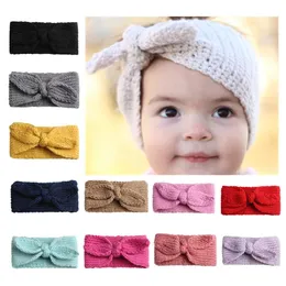 24pcs Lot Winter Warmer Ear Knitted Headband Turban For Baby Girls Crochet Bow Wide Stretch Hairband Headwrap Hair Accessories227S
