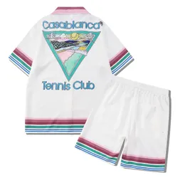 Traccetti da uomo Casablanca Color Stripe Tennis Club Men Donne Short Set Set Hawaii Beach Shorts Shorts Coppia Coppia Casa 230720